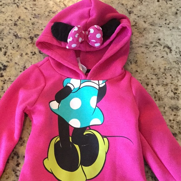 Disney Other - Disney Minnie Mouse Pink Ears Hoodie Sweater 💖